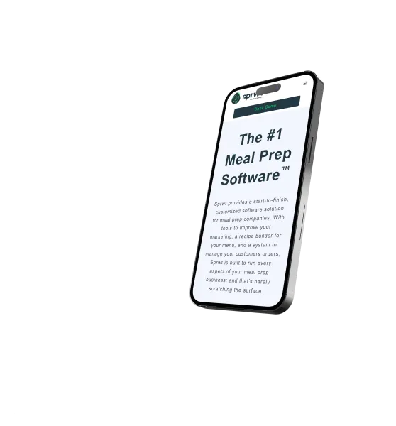 Sprwt meal prep software and catering software shown on a phone